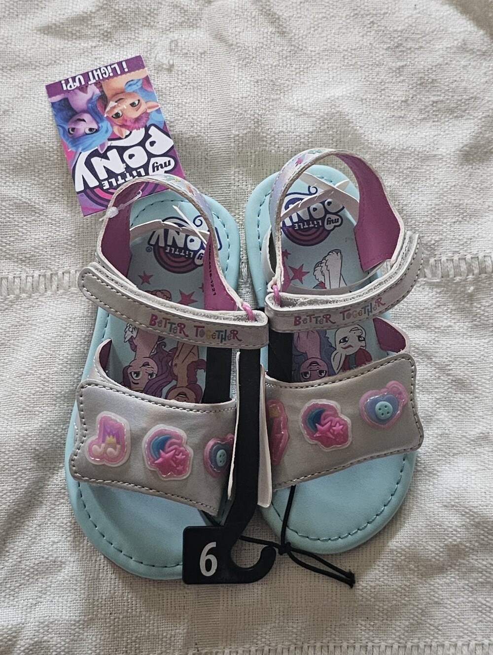 My Little Pony Light Blue, Silver, and Pink Girls' Sandals